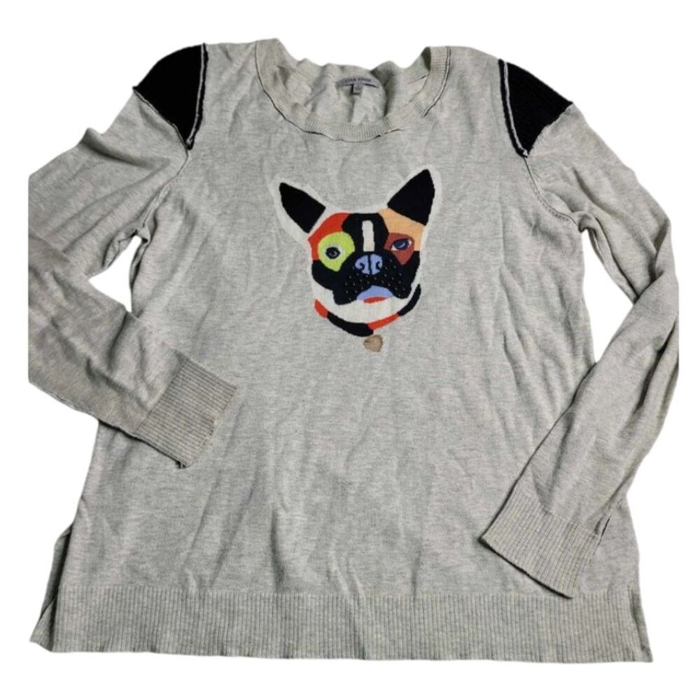3219 Lisa Todd Frenchie French Bulldog Crewneck‎ Top Large